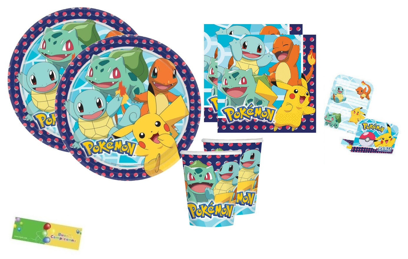 Dettagli Su Kit N 23 Compleanno Pokemon 8 Inviti Pikachu Giallo Pokèmon Festa Party Bimbi