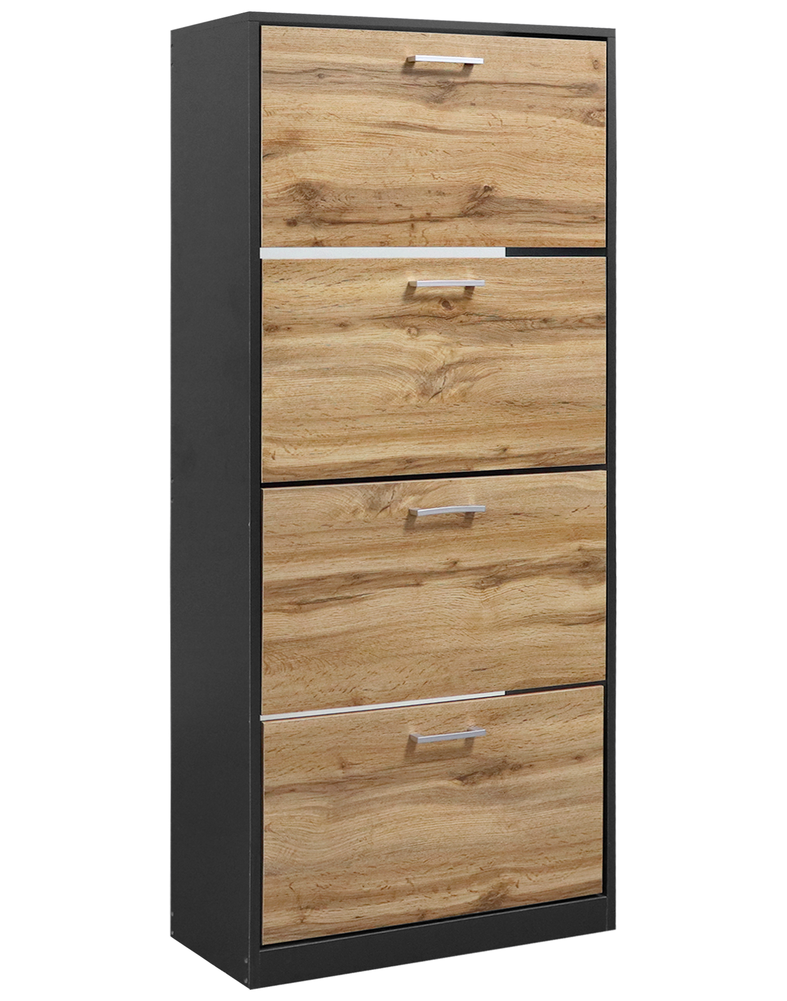 Scarpiera In Legno Con Ante A Ribalta Armadio Salvaspazio Disponibile 3/4 Ante Vari Colori PortaScarpe Alto Stretto Ingresso Corridoio Scarpiere Design Moderno Nero - 4 Ante