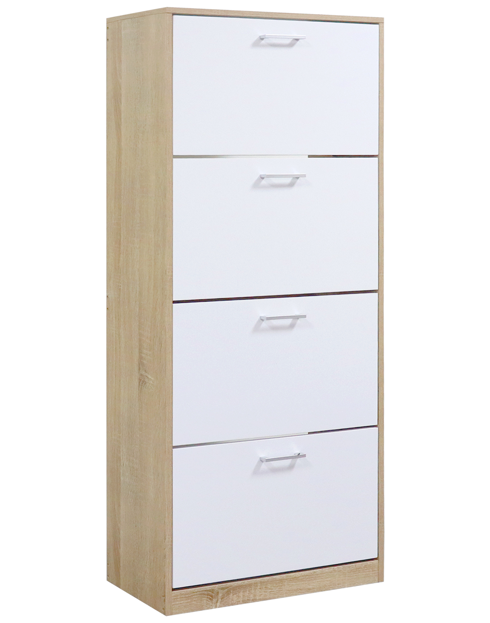 Scarpiera In Legno Con Ante A Ribalta Armadio Salvaspazio Disponibile 3/4 Ante Vari Colori PortaScarpe Alto Stretto Ingresso Corridoio Scarpiere Design Moderno Nocciola - 4 Ante
