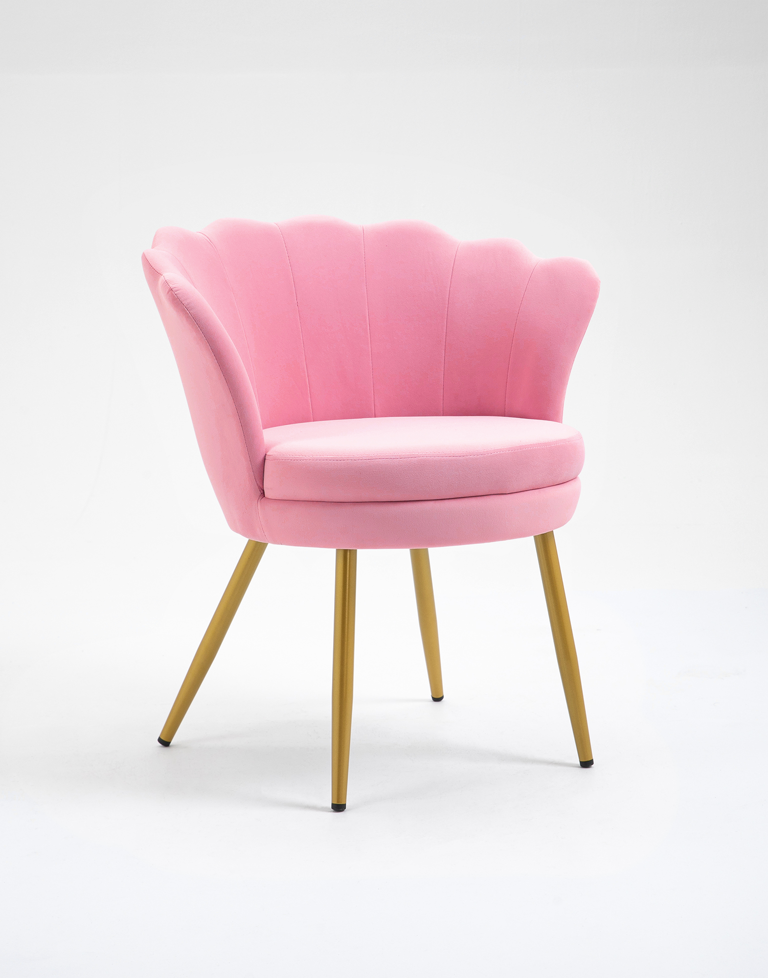 Poltrona chiglia Camera da Letto in Velluto Design Moderno, Sedia Classica - Poltroncina per Salotto Seduta Morbida Imbottita Modello Maddina - RosaCipria